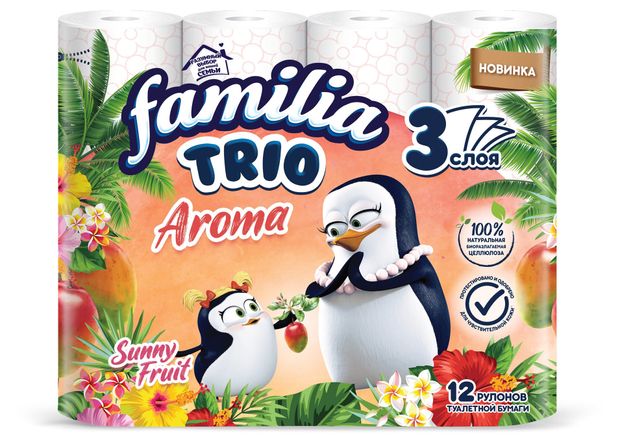 

Туалетная бумага Familia Trio Sunny fruit 3 слоя 12 рулонов