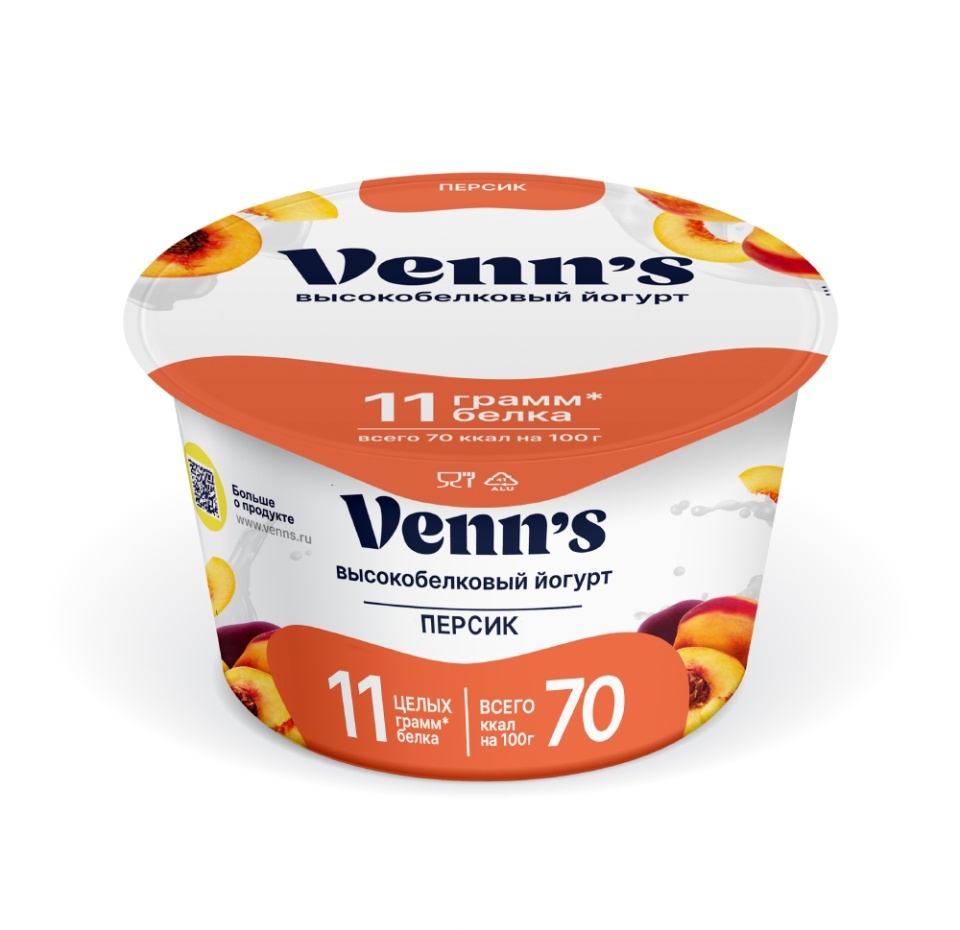 

Йогурт "Греческий" обезжиренный с персиком Venn`s 0.1% 130 г