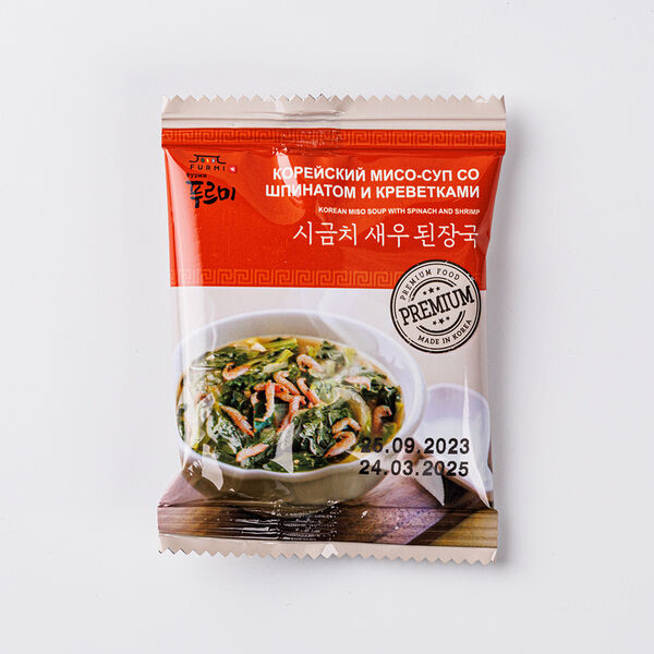 Корейский мисо-суп Furmi со шпинатом и креветками