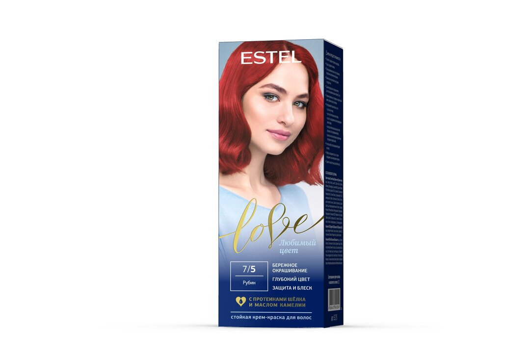 

Стойкая краска для волос Estel Love тон 7.5 Рубин, 115 мл
