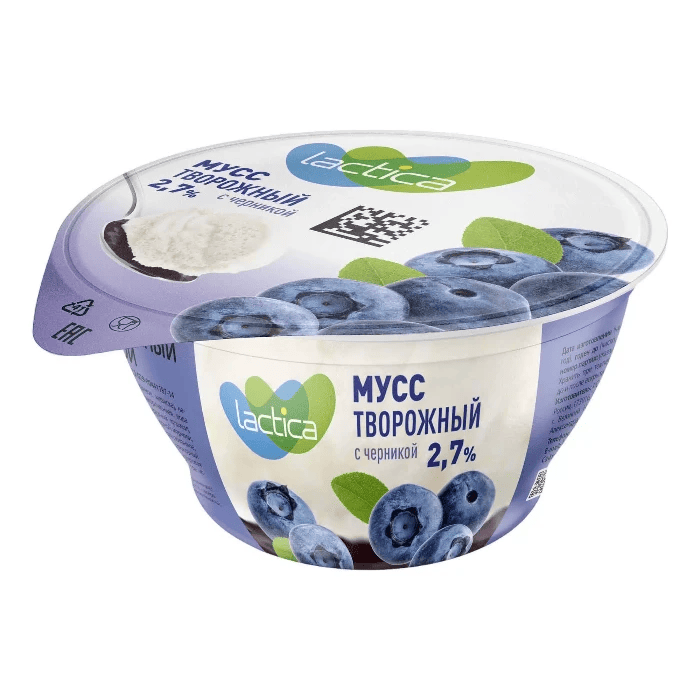 

Мусс творожный Lactica черника 2.7% 115 г