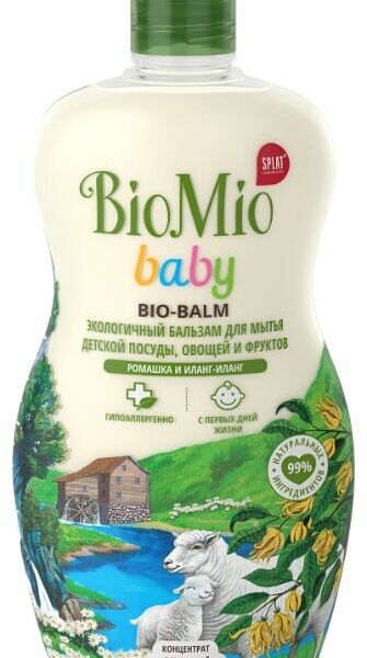 Гель-бальзам для мытья детской посуды BioMio Baby Bio-balm ромашка и иланг-иланг