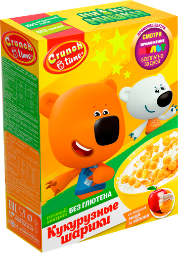 

Завтраки сухие CRUNCH TIME Ми-Ми-Мишки шарики со вкусом мёда и яблока, 170г