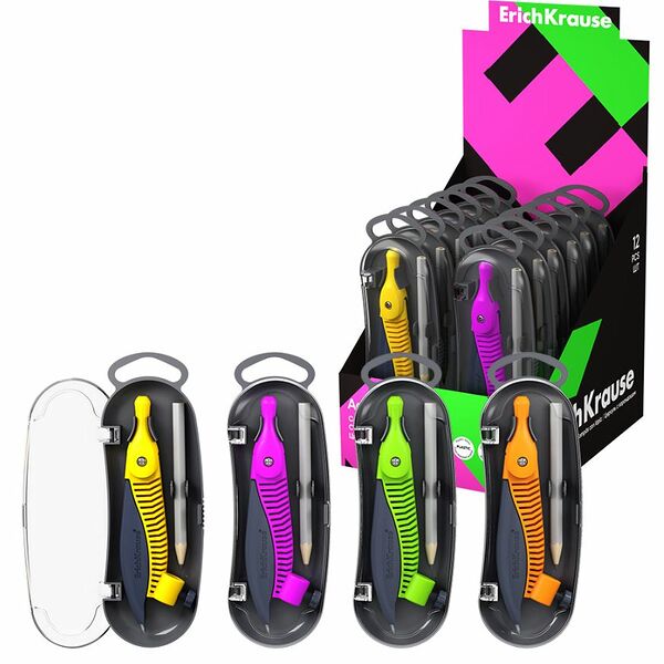 Циркуль ERICHKRAUSE Accent пластиковый, 12,2см, цвет в ассортименте, 1шт