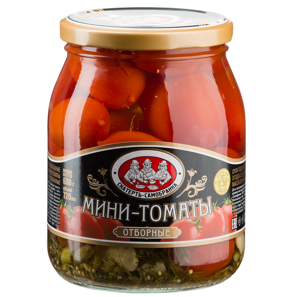 Томаты Скатерть Самобранка черри маринованные стеклянная бутылка 720 мл