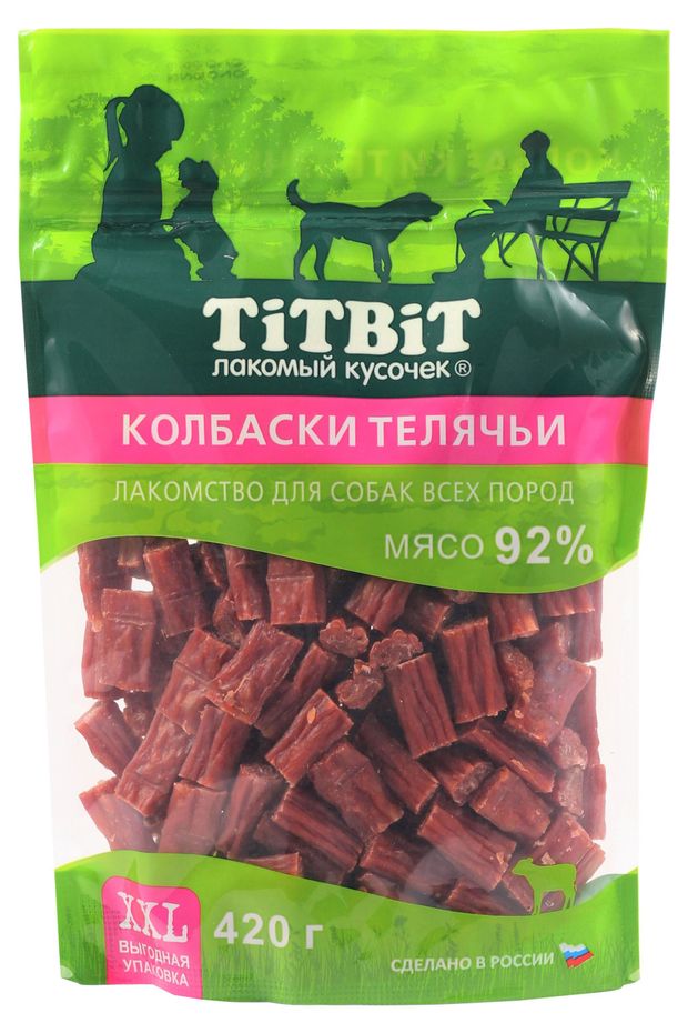 

Лакомство для собак Titbit колбаски телячьи XXL 420 г