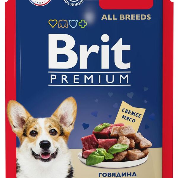 Влажный корм для собак Brit говядина в соусе 85 г