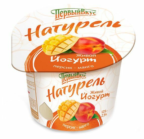 Йогурт Первый вкус Натурель персик-манго, 2.5%