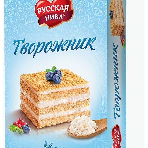 Торт бисквитный Русская Нива Творожник