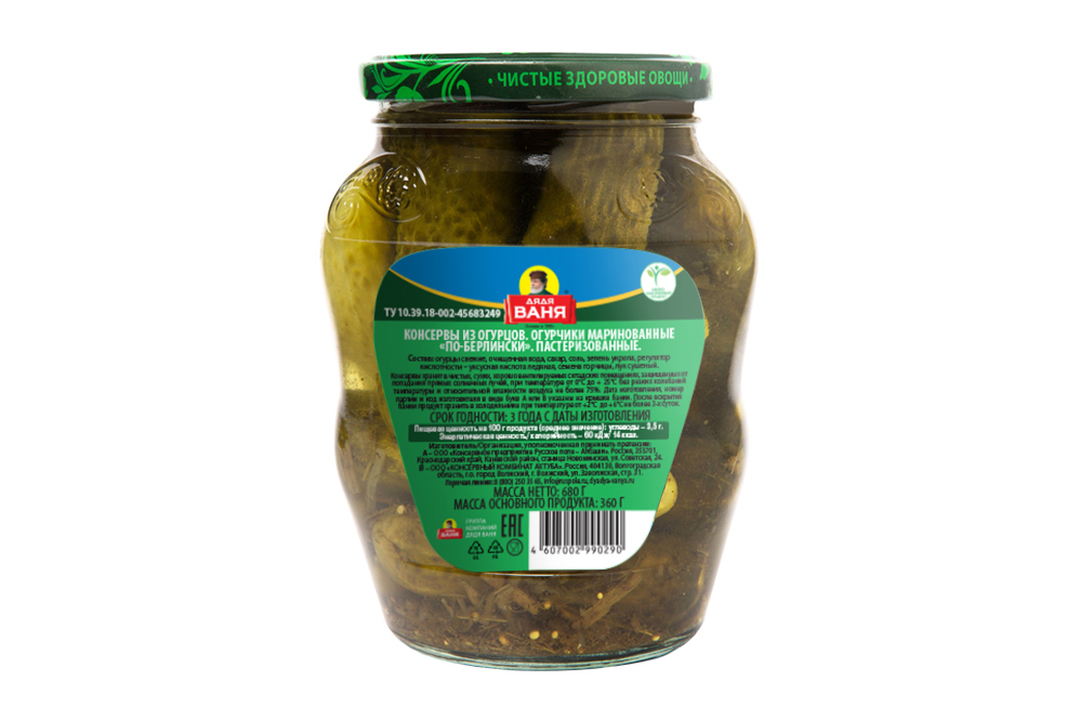 

Огурчики Дядя Ваня по-берлински маринованные 680 г