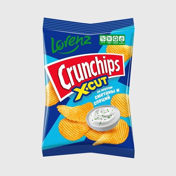 Чипсы Crunchips X-Cut картофельные рифленые со вкусом сметаны и специй