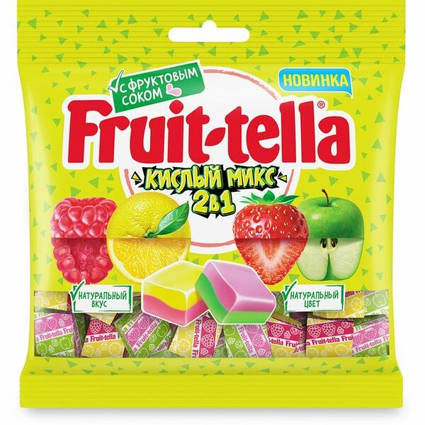 Конфеты жевательные Fruittella Кислый микс 2 в 1, 70 г