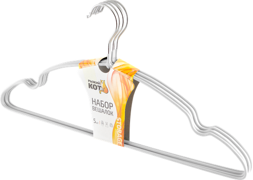 

Набор вешалок Рыжий Кот с ПВХ покрытием цвет в ассортименте 5 шт.
