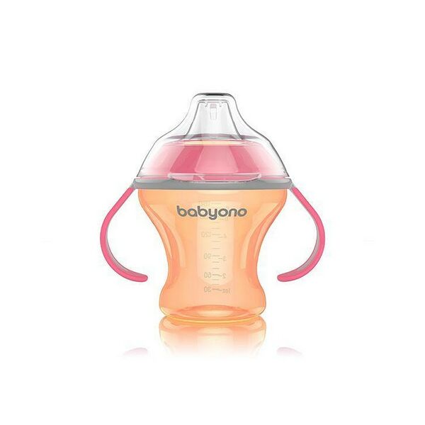 Поильник-непроливайка с мягким носиком 180 мл 3м+  NATURAL NURSING оранжевый Babyono