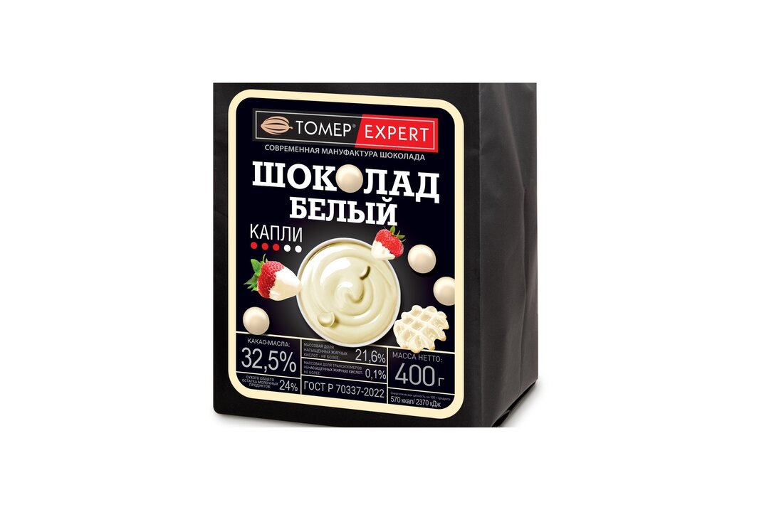 

Шоколад белый Tomer 32% какао в каплях 400 г