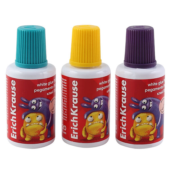 Клей ПВА Erich Krause EasyStick Jolly Friends с кисточкой, в ассортименте, 1 шт