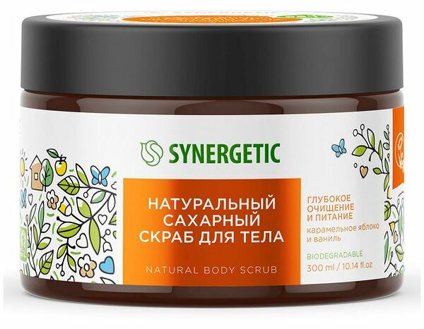 Скраб для тела Synergetic Глубокое очищение и питание Карамельное яблоко и ваниль 300 мл