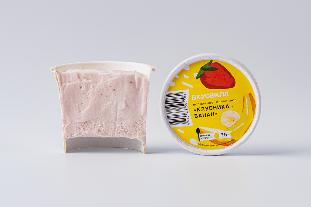 

Мороженое сливочное "Клубника-банан"(Продукт замороженный)