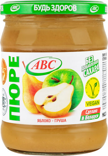 

Пюре фруктовое ABC Будь здоров! яблоко-груша без сахара 450 г