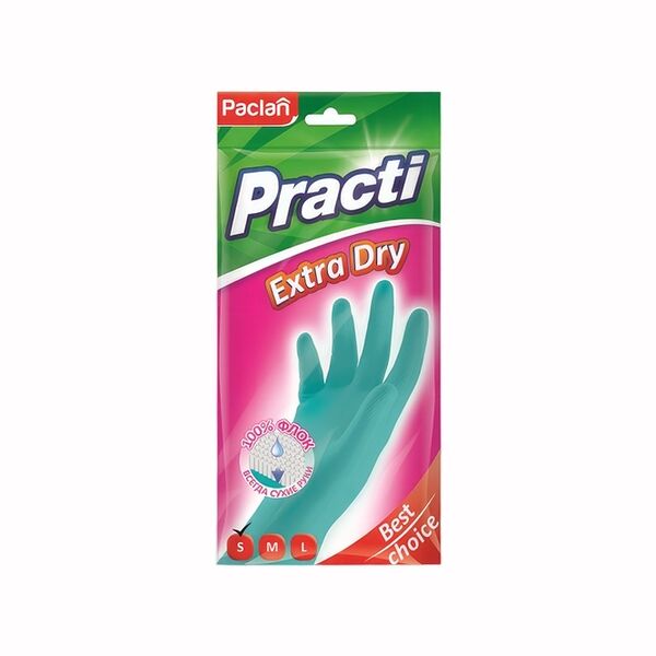 Перчатки резиновые Paclan Practi Extra Dry с флокированным покрытием размер S, цвет в ассортименте