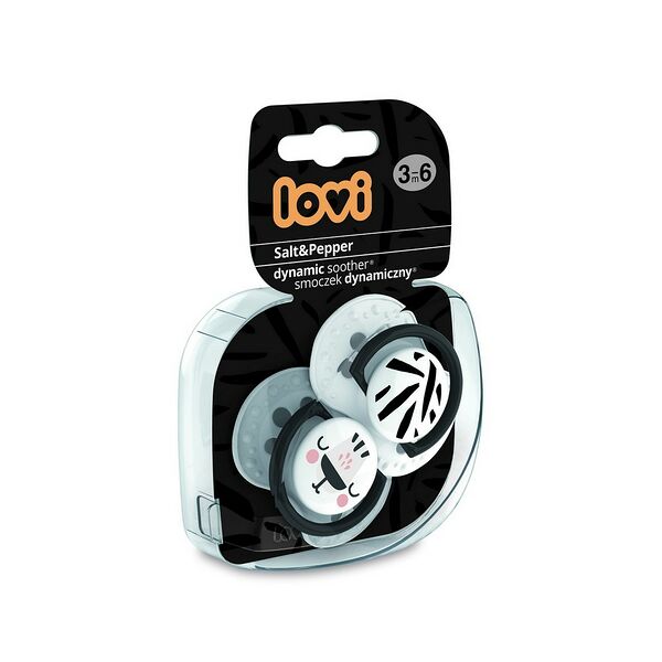 Пустышка силиконовая динамическая Salt&Pepper 3-6 мес 2 шт арт. 22/878 LOVI