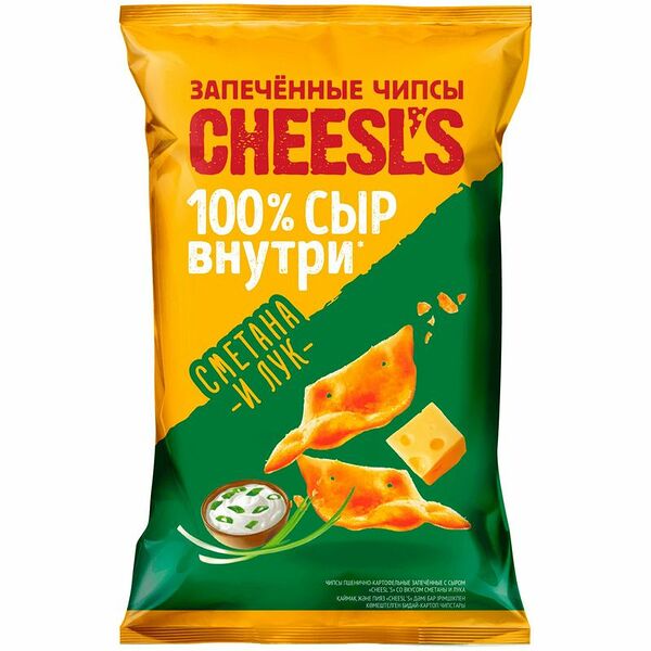 Чипсы пшенично-картофельные Cheesl's со вкусом сметаны и лука, запеченные 100 г