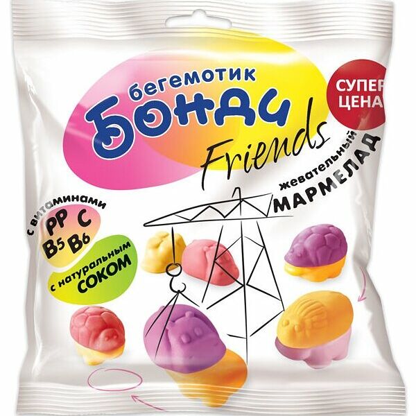 Жевательный мармелад Бегемотик бонди воздушный с соком ягод и фруктов