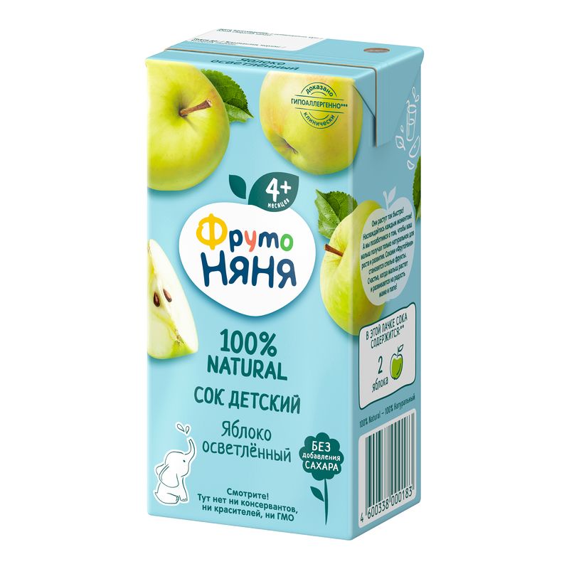 

Сок детский ФрутоНяня Яблоко осветленный с 4-х месяцев 200 мл