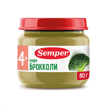 Пюре Semper Брокколи с 4 месяцев 80г