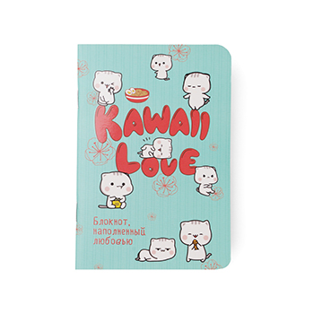 

Блокнот Kawaii Love наполненный любовью мятный с котиками, Россия