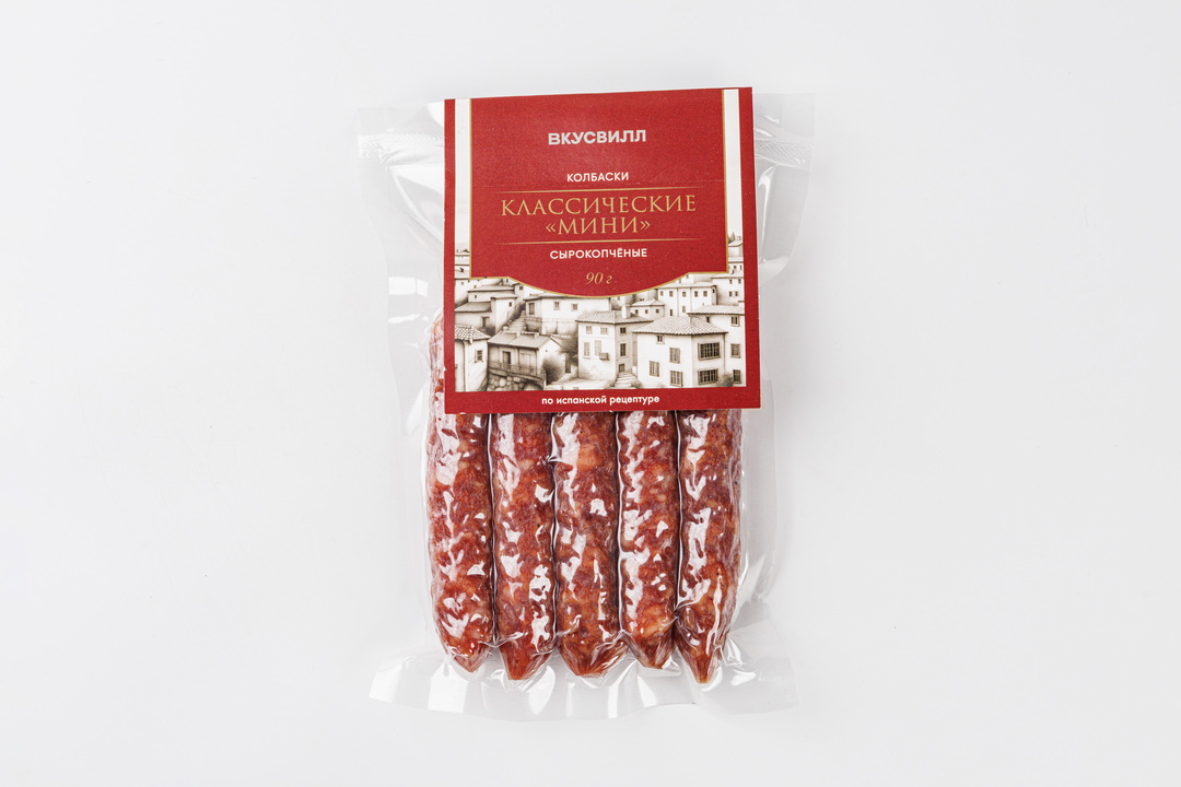 

Колбаски ВкусВилл Мини сырокопченые классические 90 г