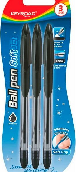 Набор ручек Keyroad шариковые 0.7мм черные 3шт