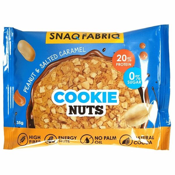 Печенье протеиновое Snaq Fabriq Cookie Nuts глазированное Арахисовый десерт с соленой карамелью 35 г