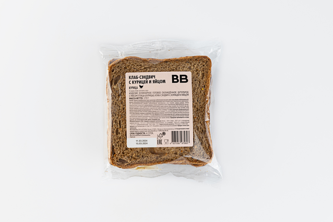 

Клаб-сэндвич с курицей и яйцом 170 г