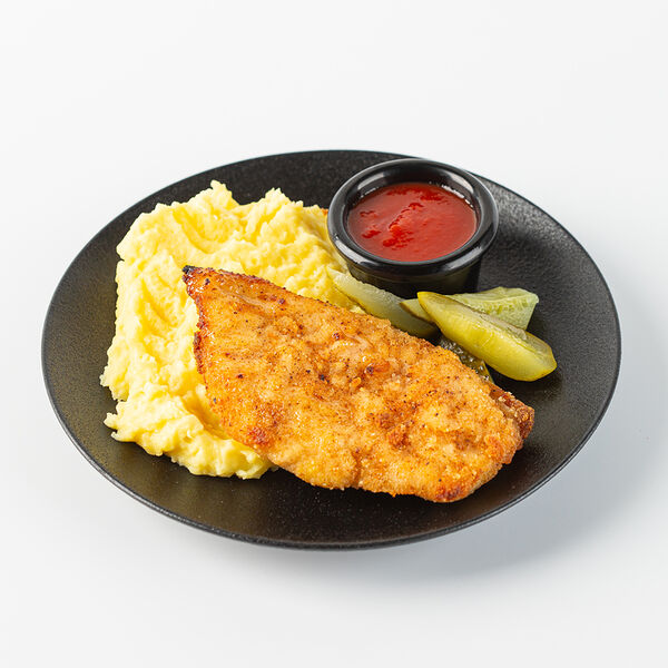 Куриный шницель с картофельным пюре, 305 г