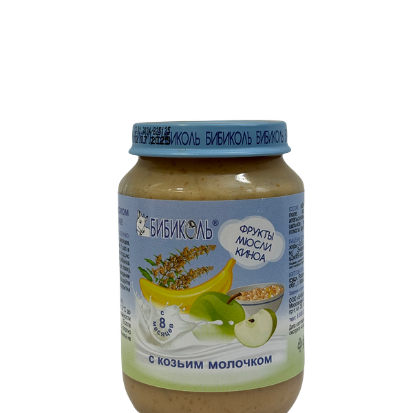 Бибиколь пюре мюсли фрукты киноа с козьим молоком 190г