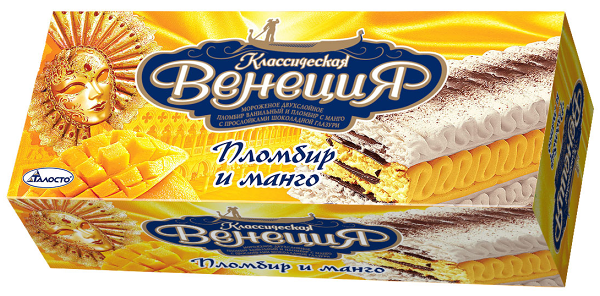 Мороженое рулет Талосто Классическая Венеция Пломбир и Манго 12%