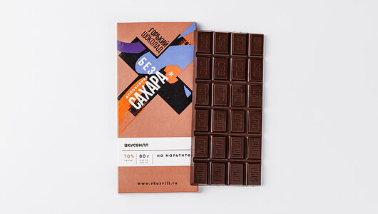 Шоколад ВкусВилл горький на мальтите и стевии