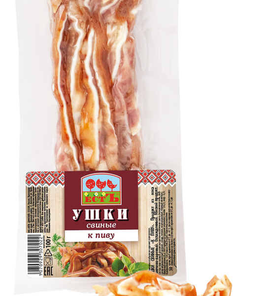 Уши копчено-вареные свиные ЕСТЪ К пиву