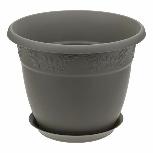Кашпо с поддоном Рябина, цвет: французский серый 350 мм