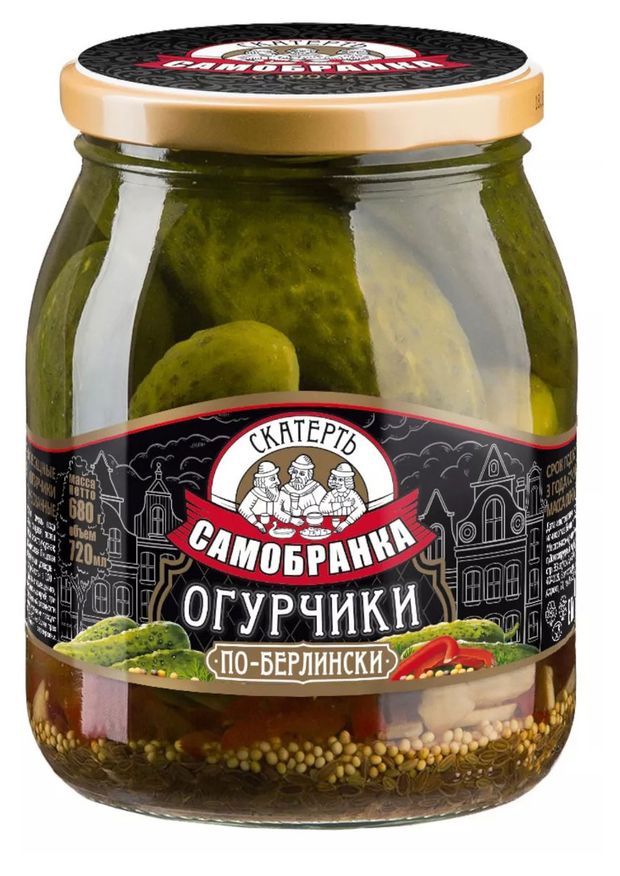 

Огурцы маринованные Скатерть-Самобранка По-Берлински 680 г