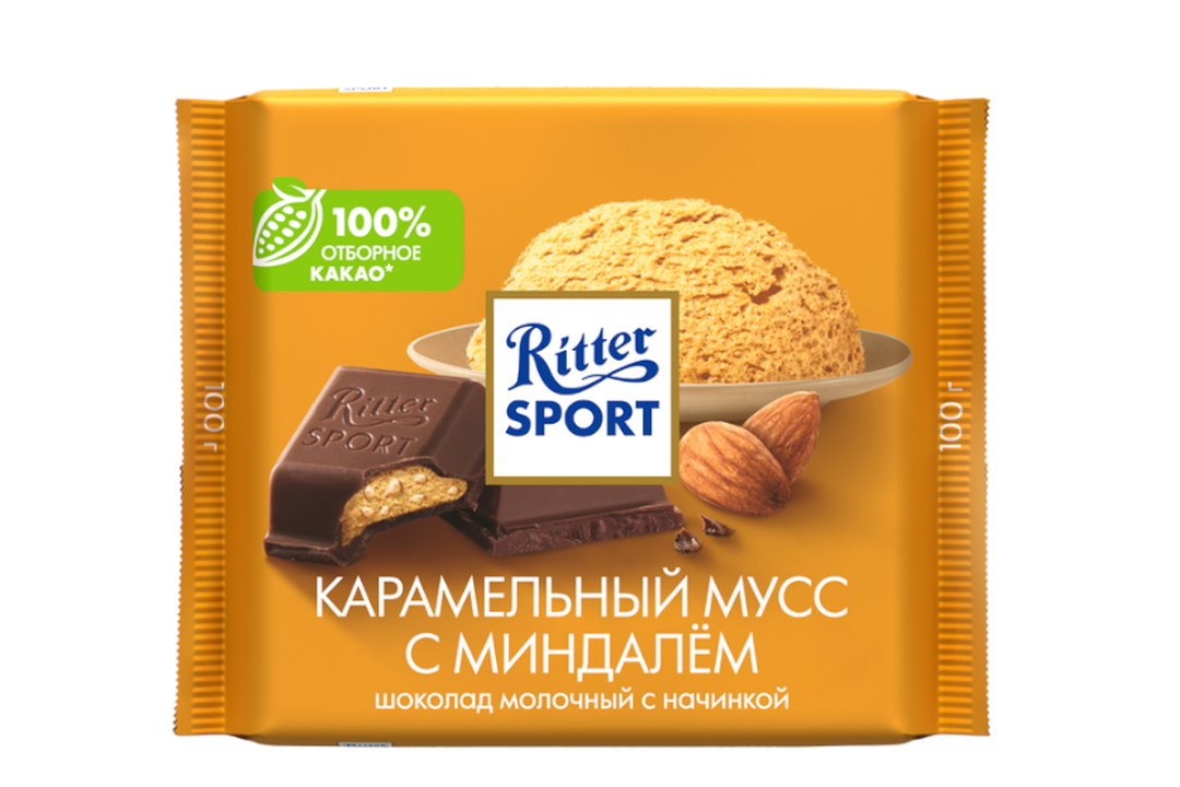 

Шоколад молочный Ritter Sport Карамельный мусс с миндалем 100 г