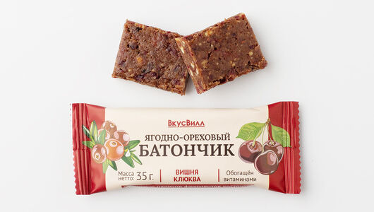 Батончик ВкусВилл ягодно-ореховый с вишней и клюквой