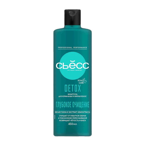 Шампунь для волос женский Сьёсс Detox для нормальных и жирных волос, 450мл