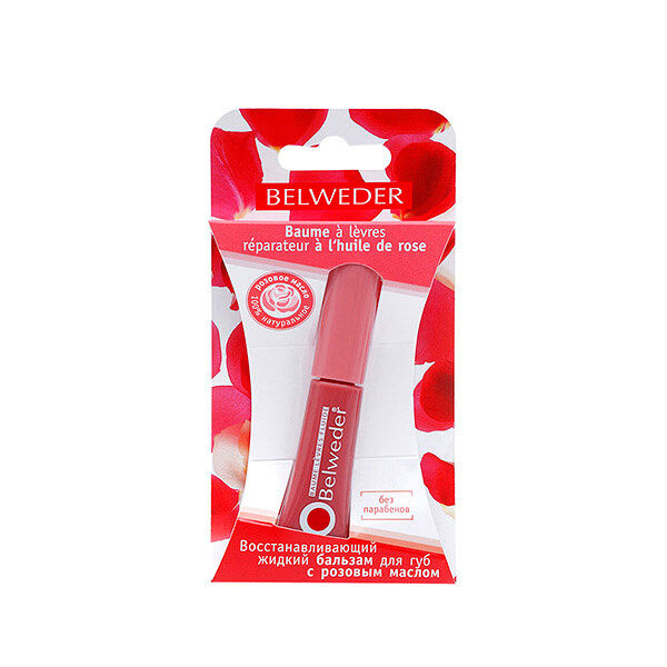Жидкий бальзам для губ Belweder 7 мл восстанавливающий с розовым маслом