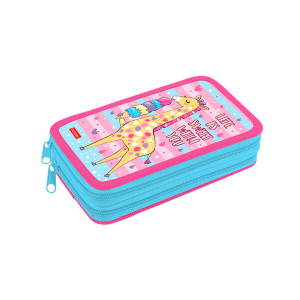 Пенал Hatber Жирафик 190х110мм 2отд на молнии глянц лам  с табл умн NPn_47081