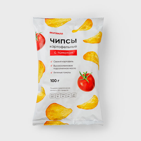 Чипсы ВкусВилл картофельные с томатом, 100г