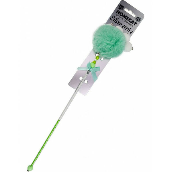 Дразнилка Homecat Silver Series помпон с бусинками мятная 55 см