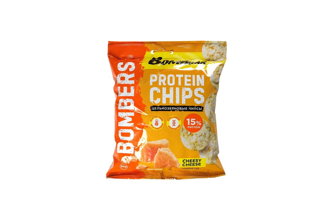 

Протеиновые чипсы BombBar цельнозерновые нежный сыр 50 г
