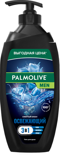 

Гель для душа и шампунь Palmolive Men Северный океан, 750 мл